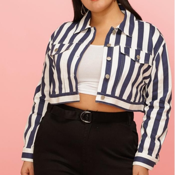 asoph Jackets & Blazers - Striped Crop Jacket